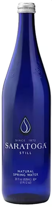 Saratoga Spring Water Glass Bottles 28 Ounce 12 pack that is also available in sparkling