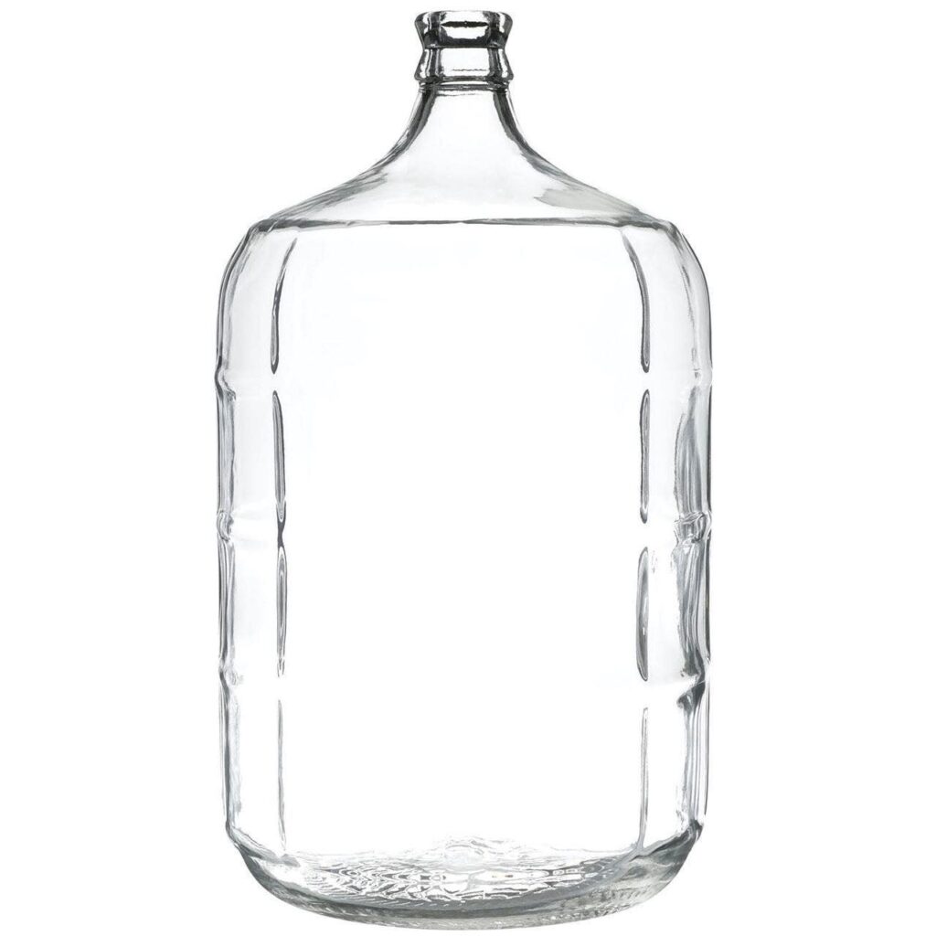 5 Gallon Italian glass carboy, clear glass, fits a standard top-load water cooler